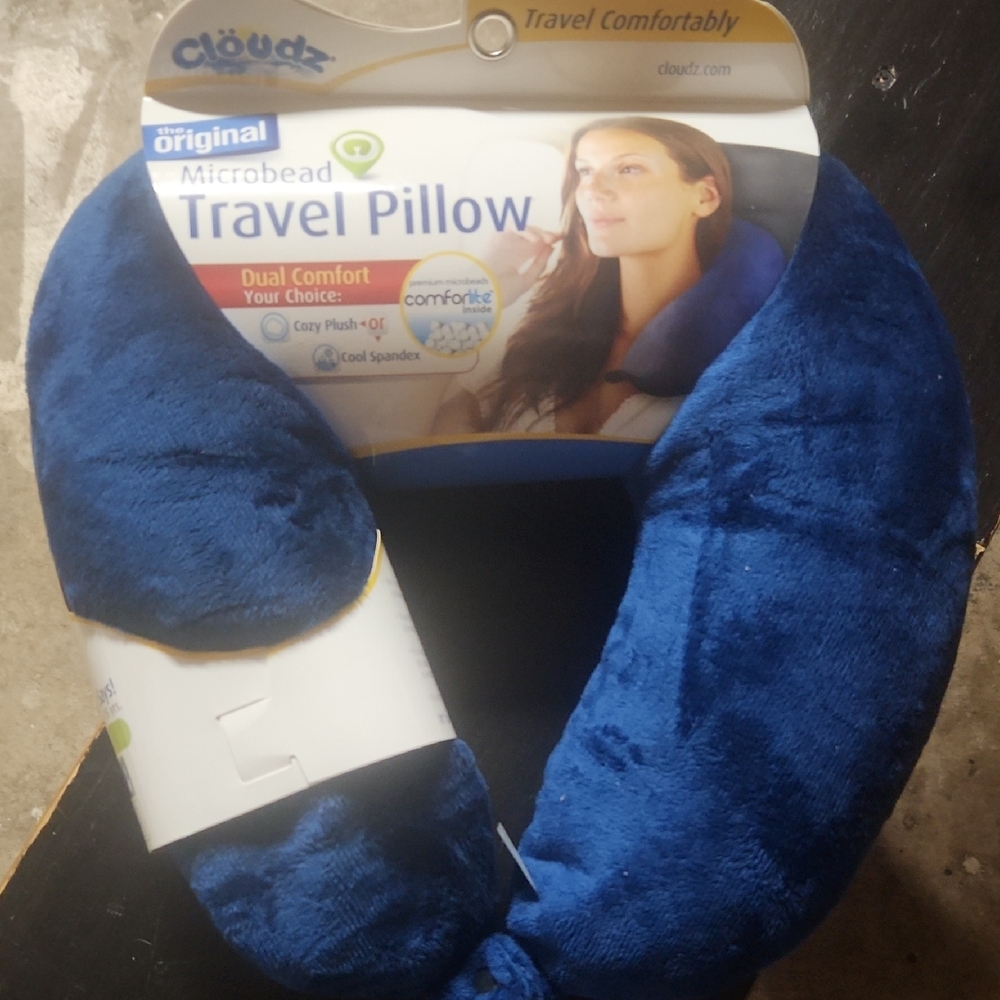 Blue Microbead Travel Pillow